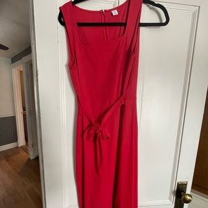 Red knee-length dress